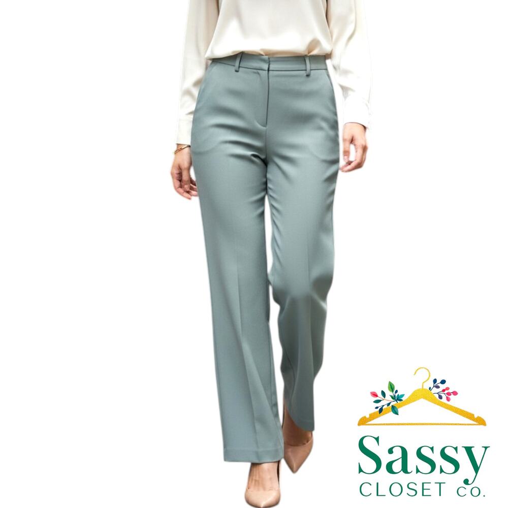 Alfani Olive Green Dress Pants 10 EUC Silky Stretch Tummy Control Trousers